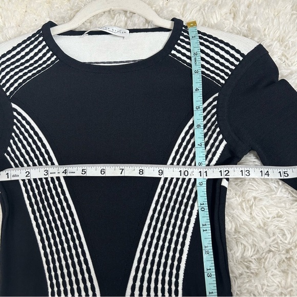 Ministry Of Style White and Black Color Block Knit Bodycon Dress - Picture 10 of 13